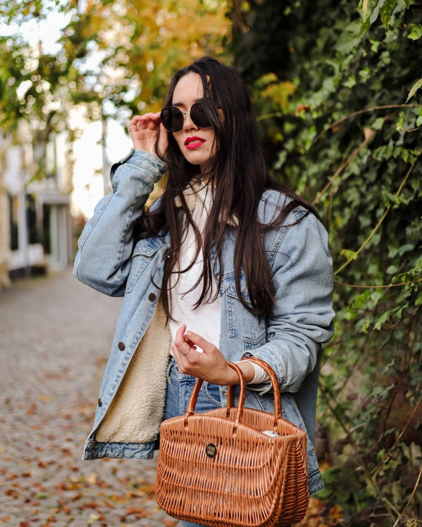 Hers Wave Barcelona Wicker Basket Bag Handmade in Europe