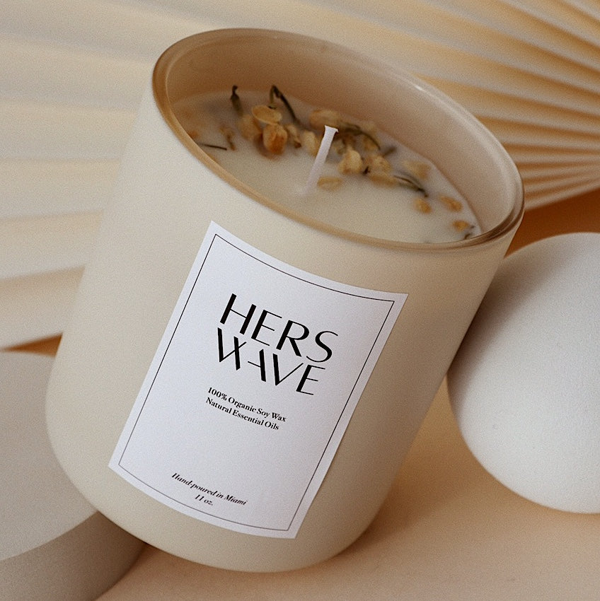 Hers Wave premium 100% Organic Soy Wax Candle Cherry Blossom + Yasmine